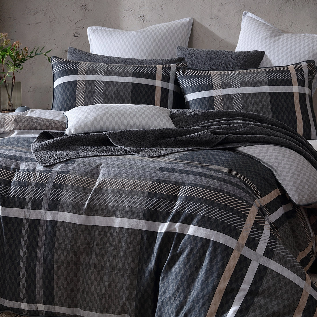 Yarmouth Grey Quilt Cover Set by Logan and Mason
